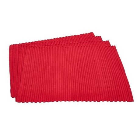 SARO LIFESTYLE SARO 2126.R1319B 13 x 19 in. Cotton Mattor Ribbed Placemat  Red - Set of 4 2126.R1319B